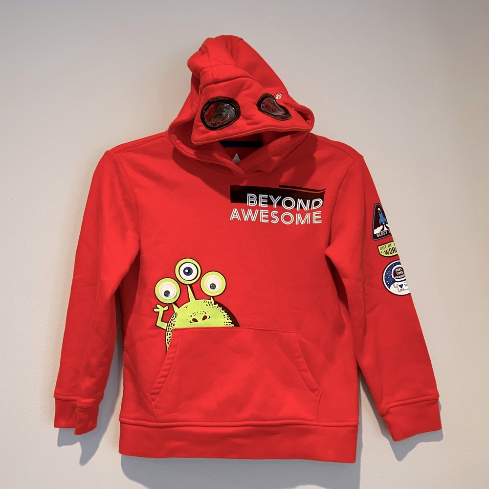 365 Kids by Garanimals “Beyond Awesome” Crimson Hooded Sweatshirt w/ Eyes